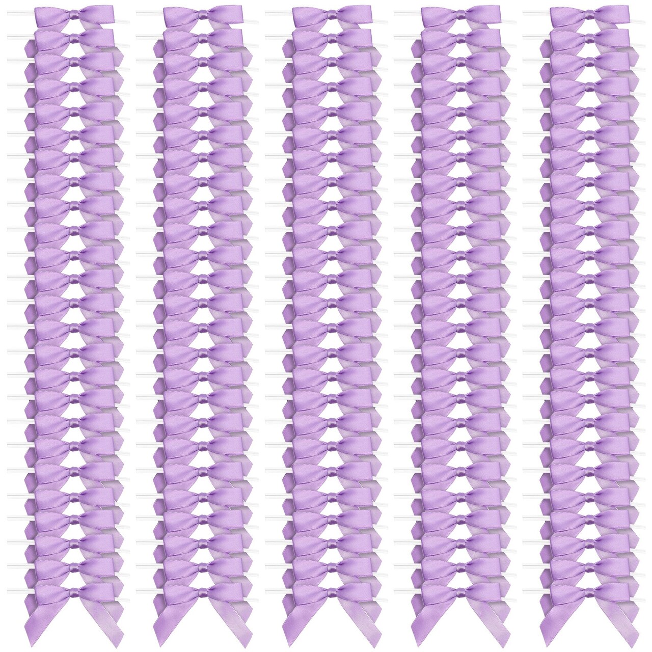 100 Pack Purple Twist Tie Bows for Treat Bags, 3" Small Satin Ribbons for Craft Decoration, Gift Wrap, Themed Party Favors, Baked Goods